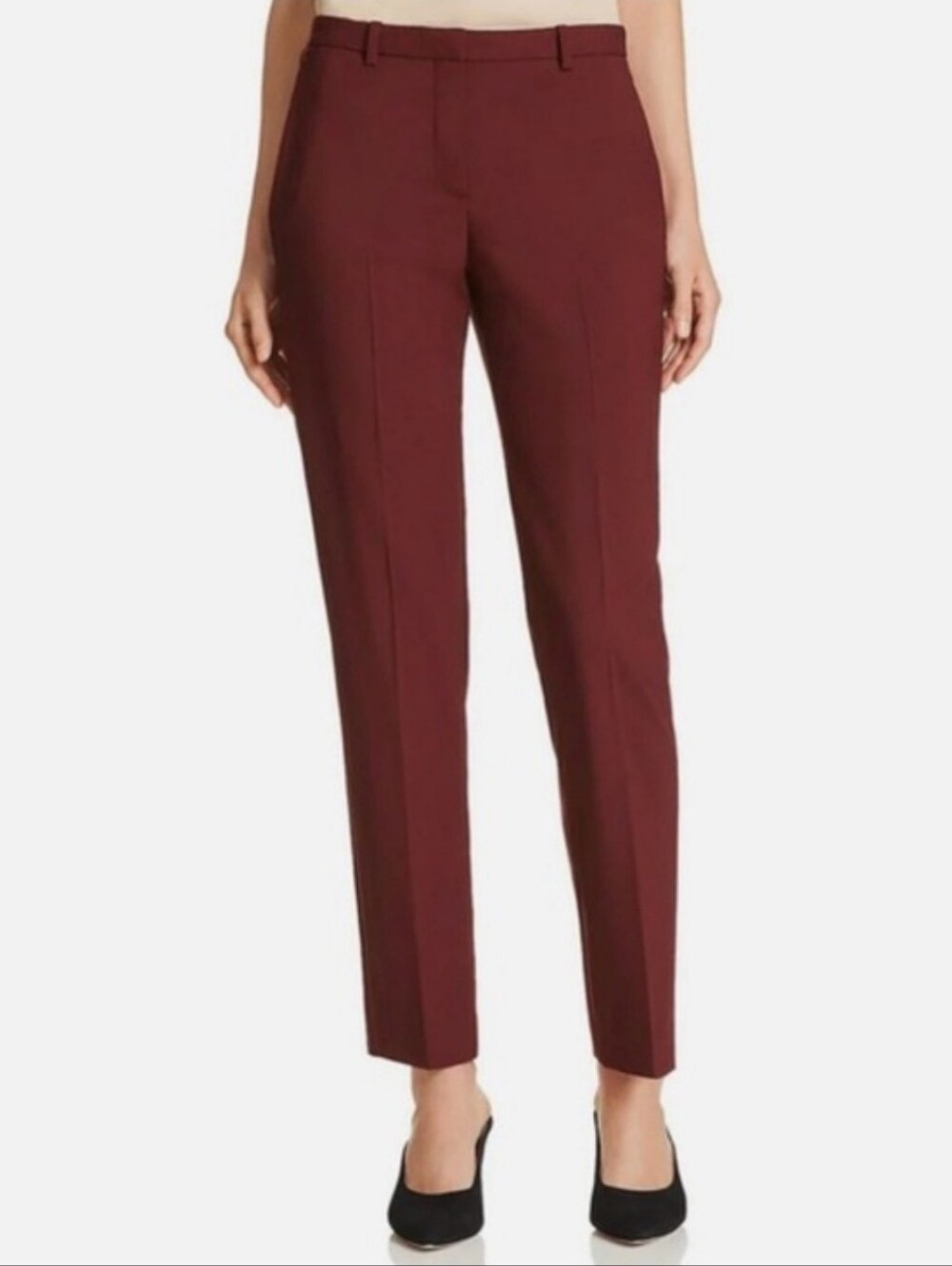 Theory Testra Wool Pants Suiting Office Size 0 Burgundy Red Crimson Deep Red